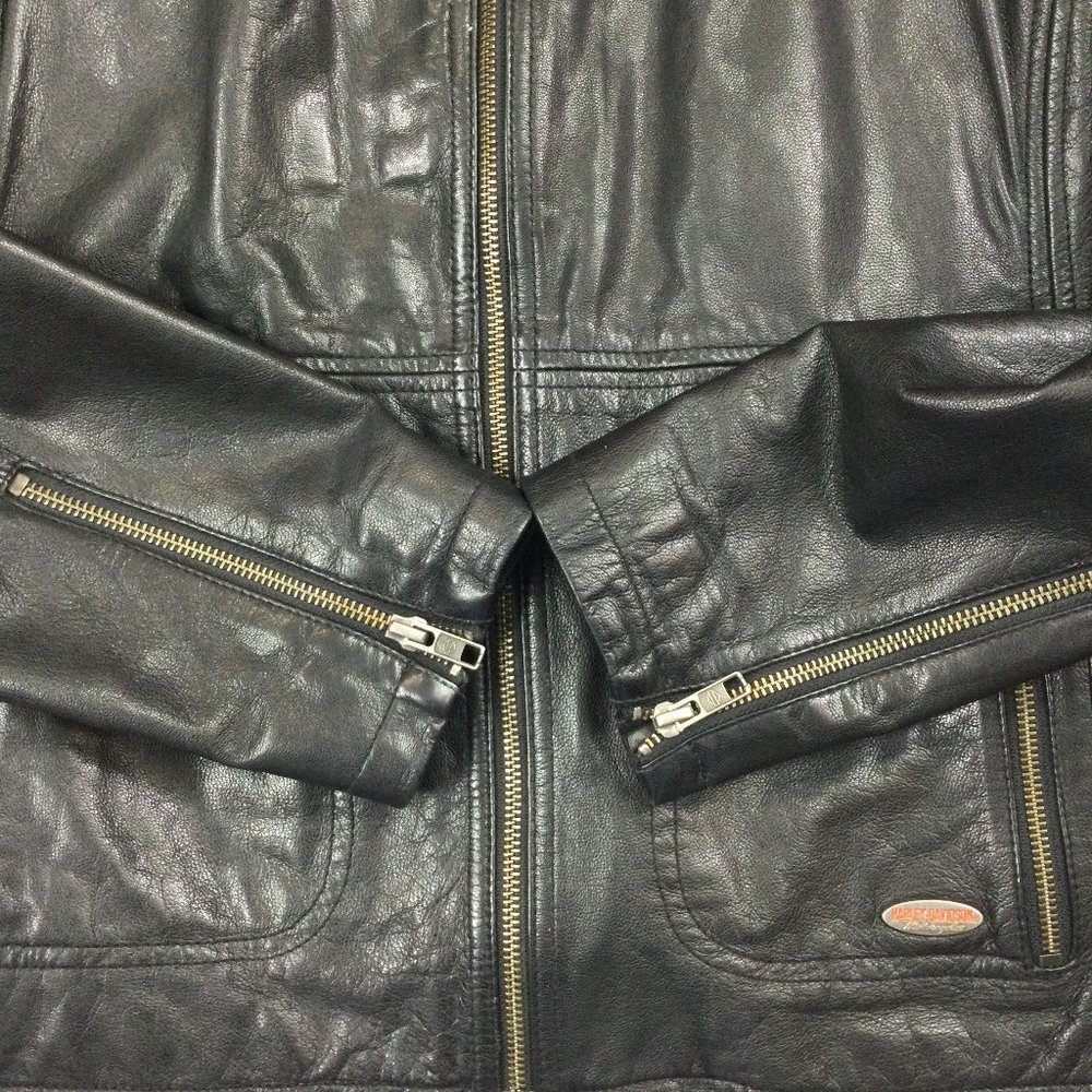 Harley Davidson Valley Motorcycle Jacket Black Leather Womens Size 1W 97166-13VW - Picture 4 of 12